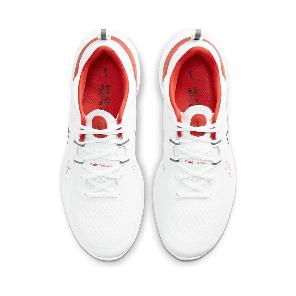 Nike React Miler 2 “White / Chile Red / Platinum Tint / Black” (CW7121-100)