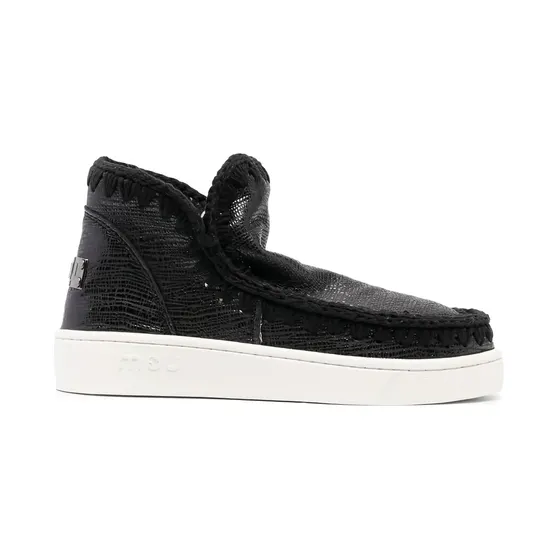 Mou van bewerkt leer met stiksel “Black” (SW211033R)