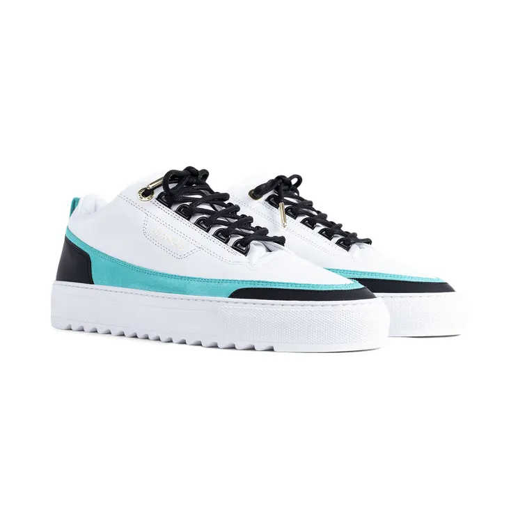 Mason Garments Firenze Leather/Suede – White/Turquoise (SS20-8C)