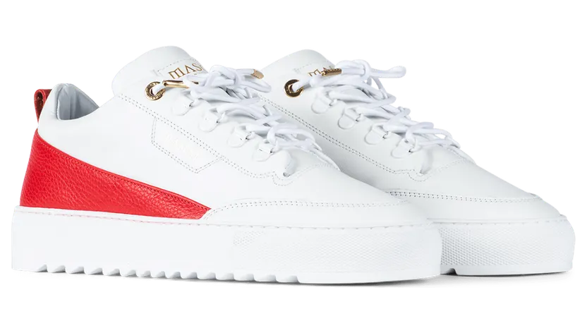 Mason Garments Torino Leather – White / Red Rot (SS19-16A)