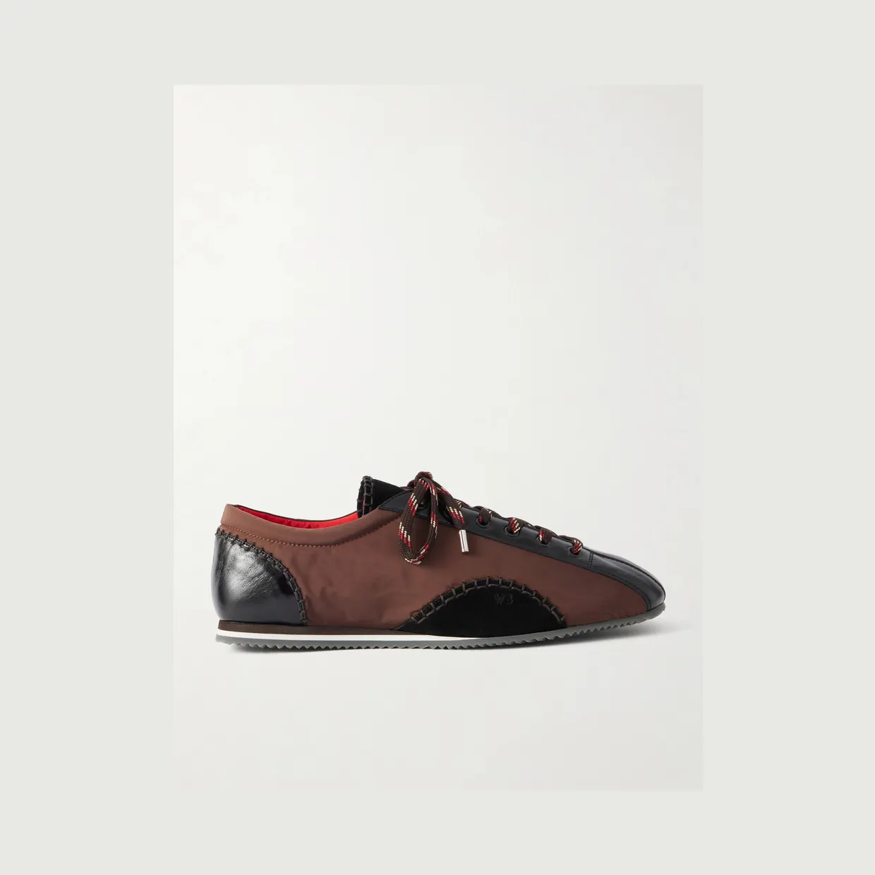 Wales Bonner Paris Trainer Leather-trimmed Shell Sneakers Black / Dark Brown (WBM46540A-24060-999)