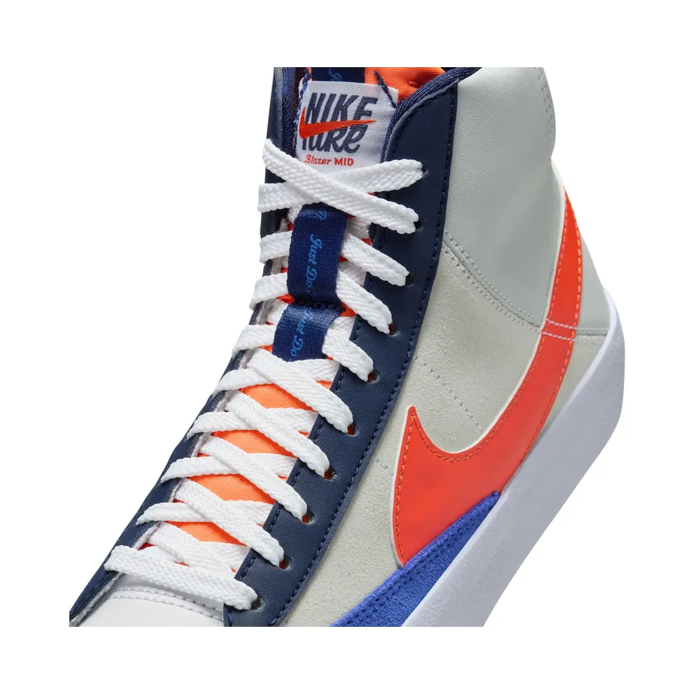 Nike Blazer Mid ’77 SE White Light Silver Midnight Navy Team Orange (FQ7413-100)