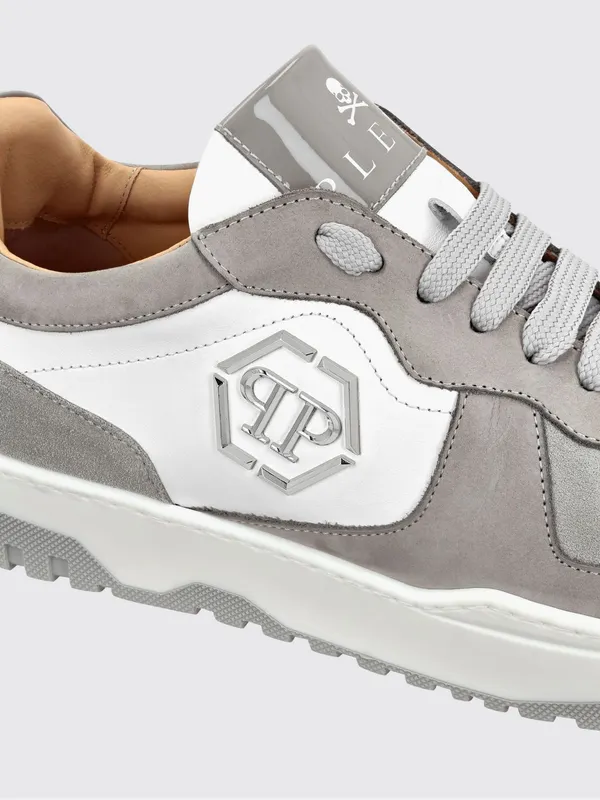 Philipp plein Low-Top Sneakers in Leather and Suede with Applied Hexagon Logo White (SADSUSC0549PLE010N0110) (2)