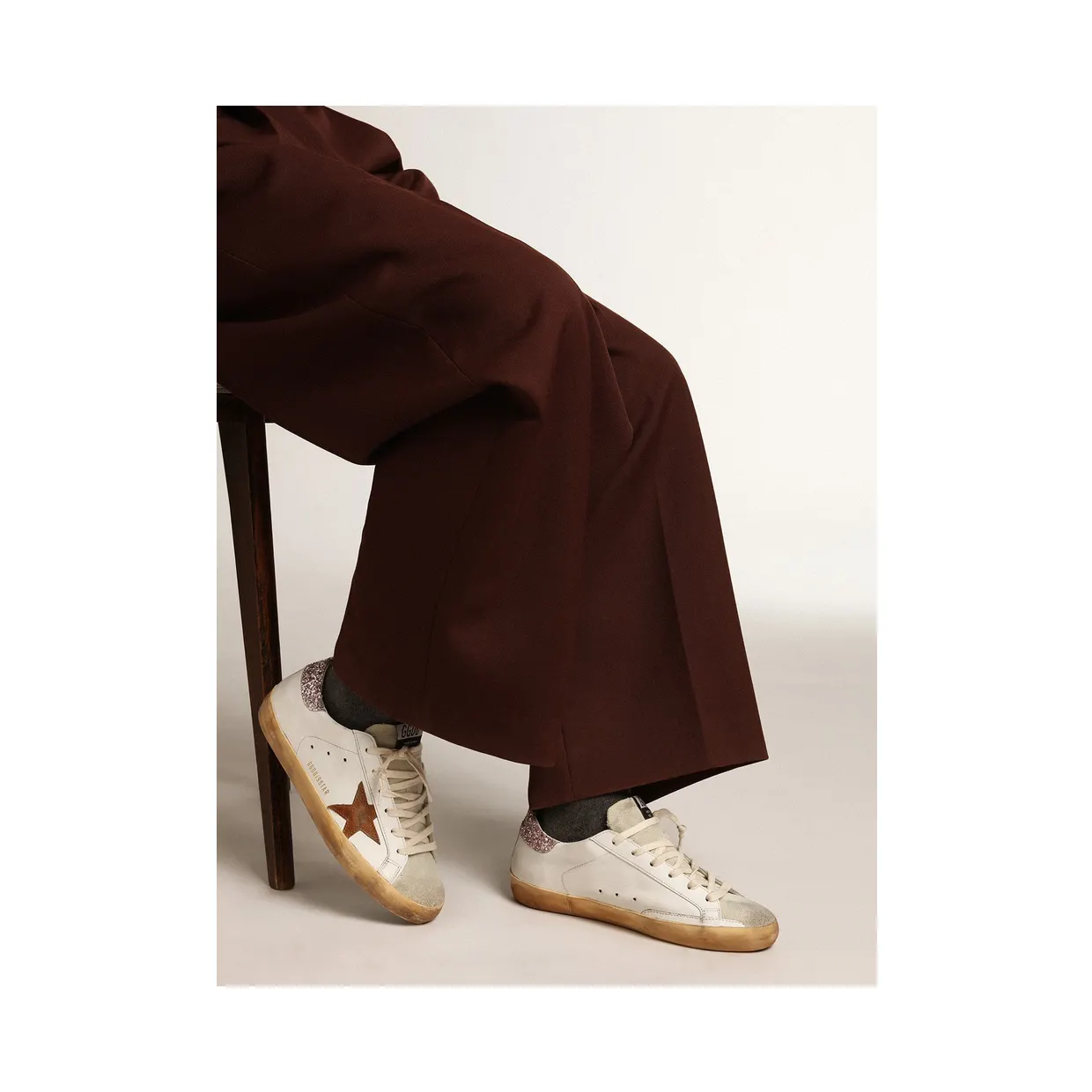Golden Goose Super-Star With A Tan Star And Pink Glitter Heel Tab (GWF00101.F003396.11237) (3)