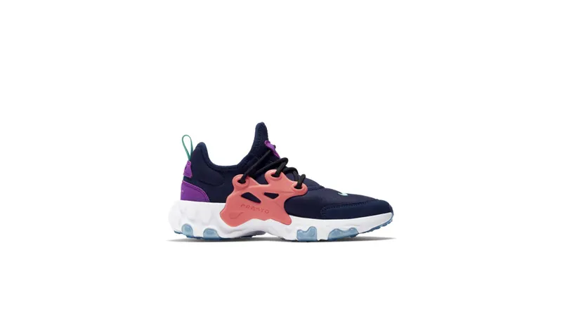 Nike React Presto Midnight Navy Magic Ember (GS) Midnight Navy/Magic Ember-Vivid Purple-Kinetic Green (BQ4002-402)