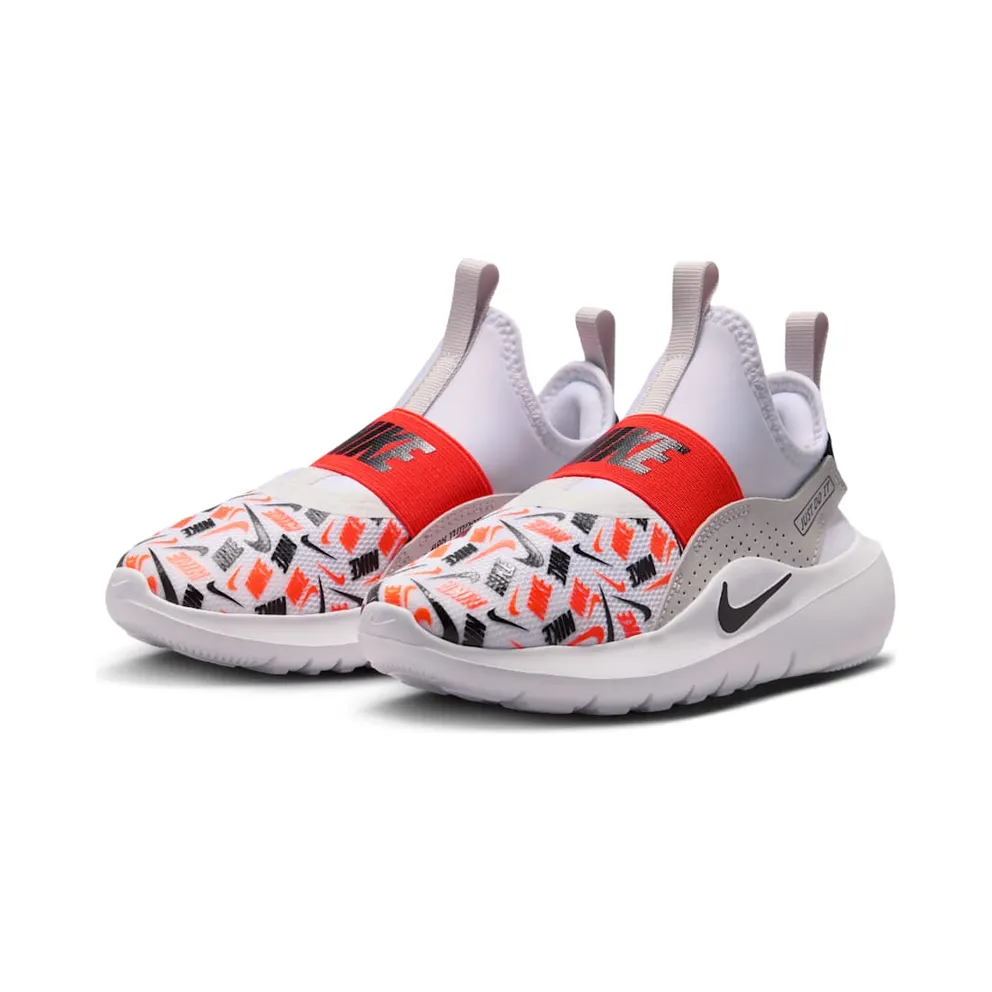Nike Flex Runner 4 White Safety Orange Black Logo Print (IO9507-100)