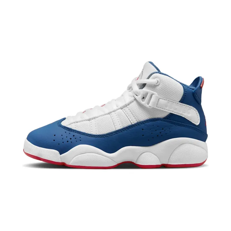 Jordan 6 Rings “White / University Red / Light Steel Grey / True Blue” (323432-140)