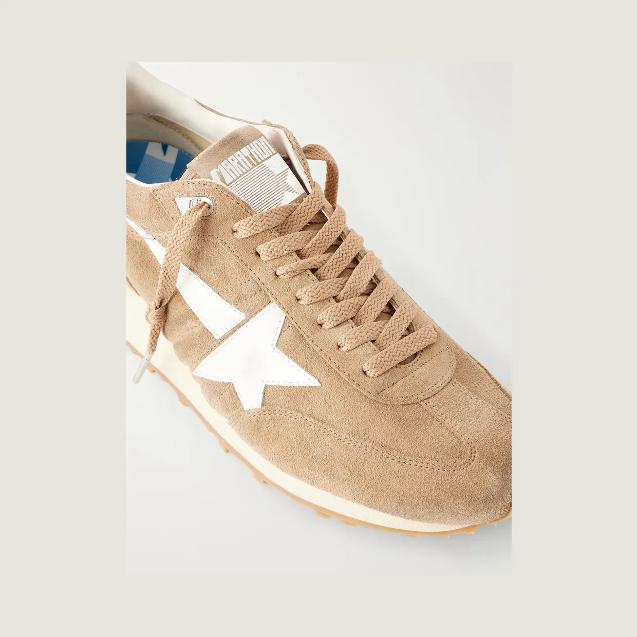 Golden Goose Marathon Metallic Leather-Trimmed Suede Sneakers Tan (GMF01071.F008445) (5)