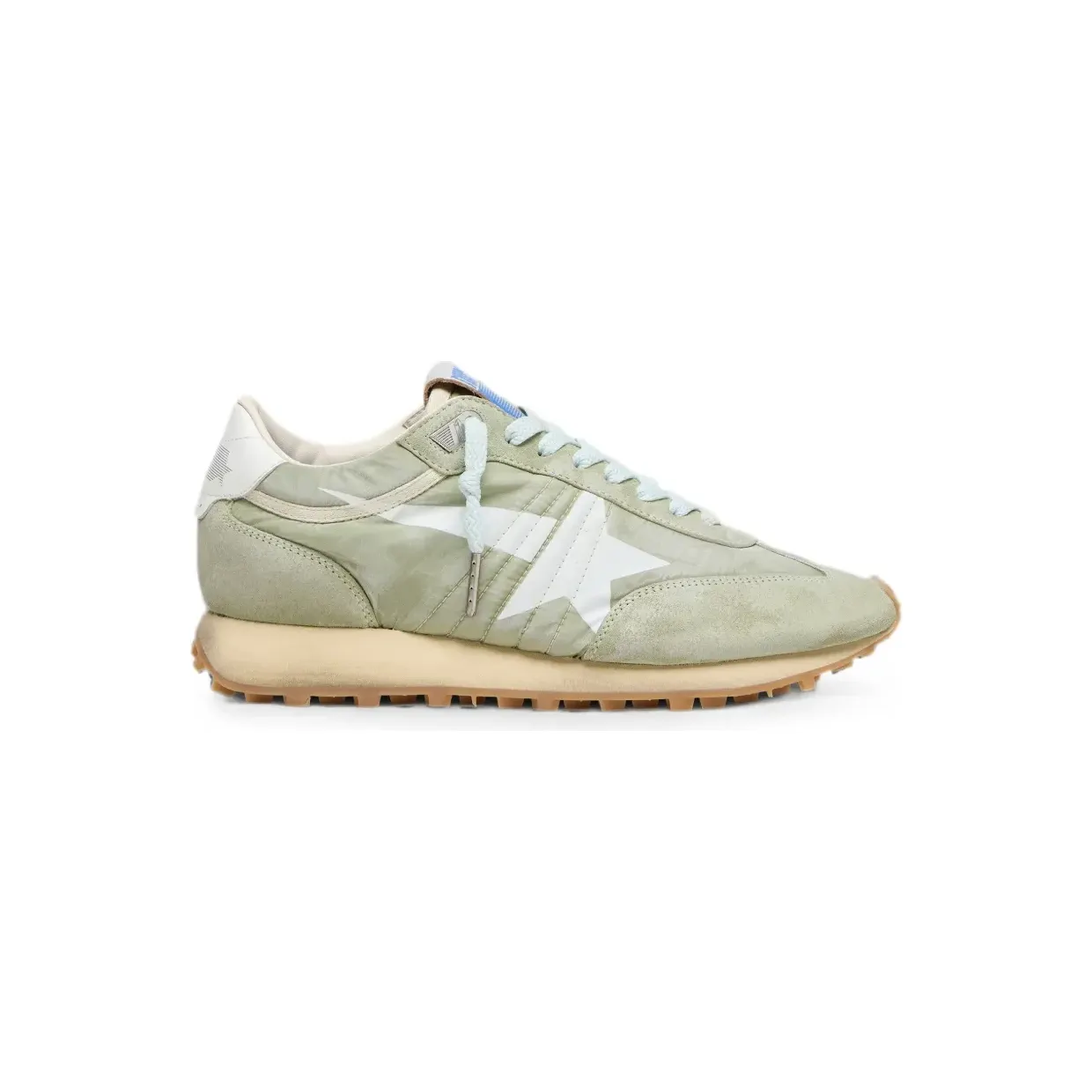 Golden Goose Marathon aus salbeigrünem Nylon mit weißem Stern (GWF00683F008446)