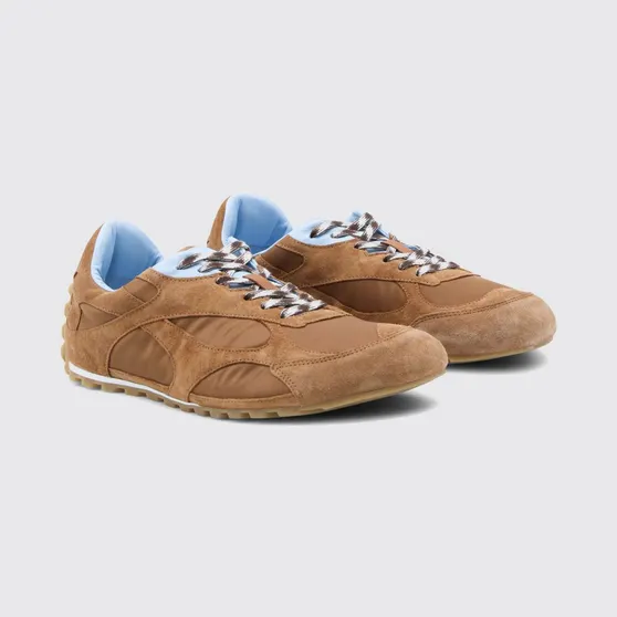Bottega Veneta Orbit Flash Suede and Nylon Sneakers Amber (838373V3MS22589)