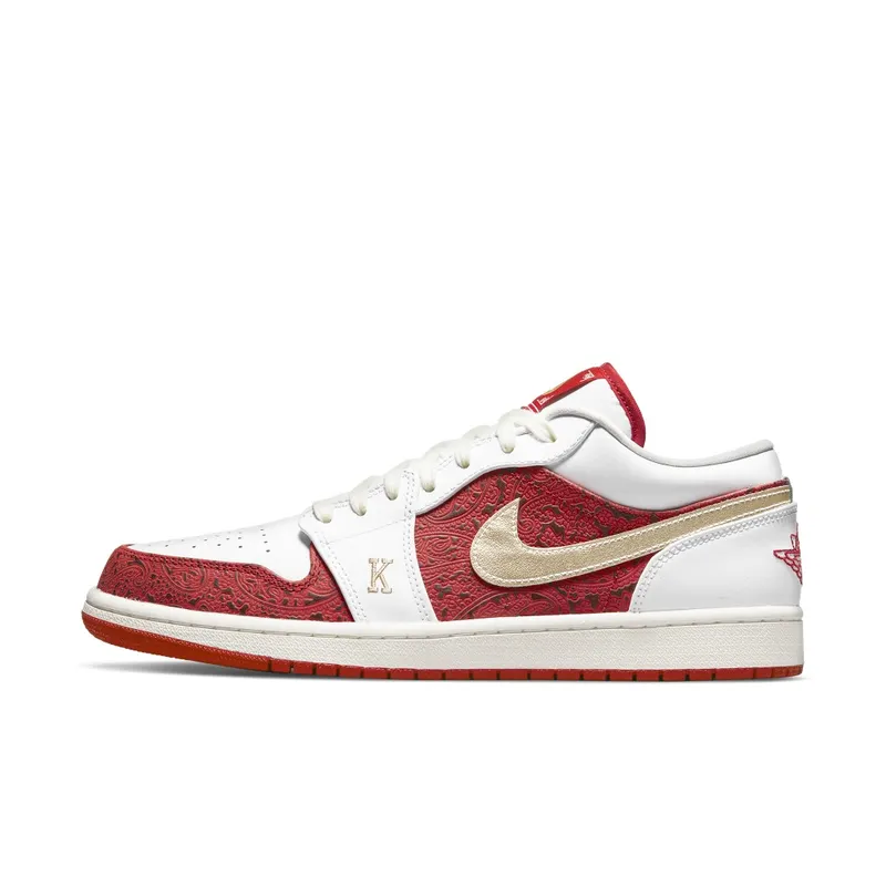 Air Jordan 1 Low Spades (2021) – “White / University Red / Black / Metallic Gold” (DJ5185-100)