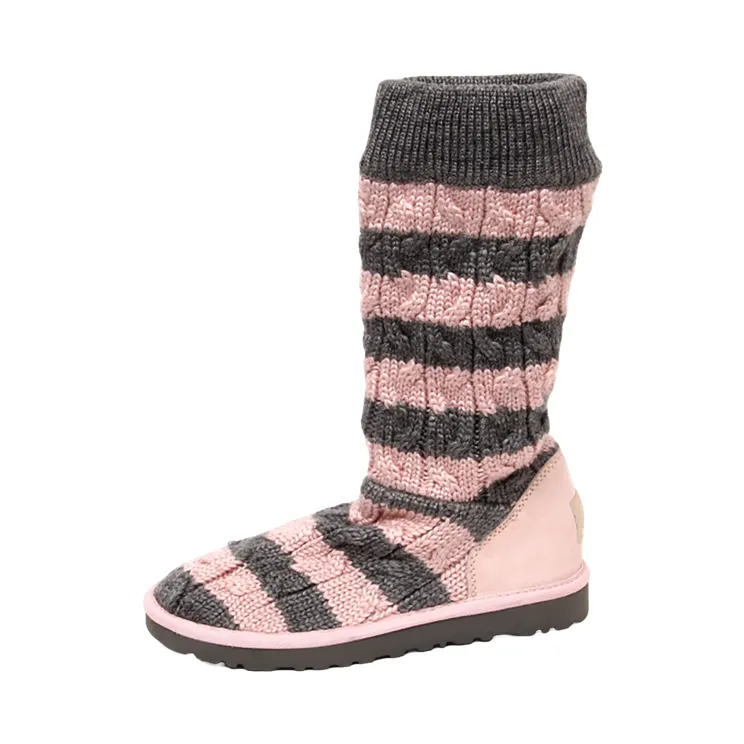Ugg Classic Tall Stripe Cable Knit Boots PS “Bliss Pink Heather Grey” (5996K-BPHG)