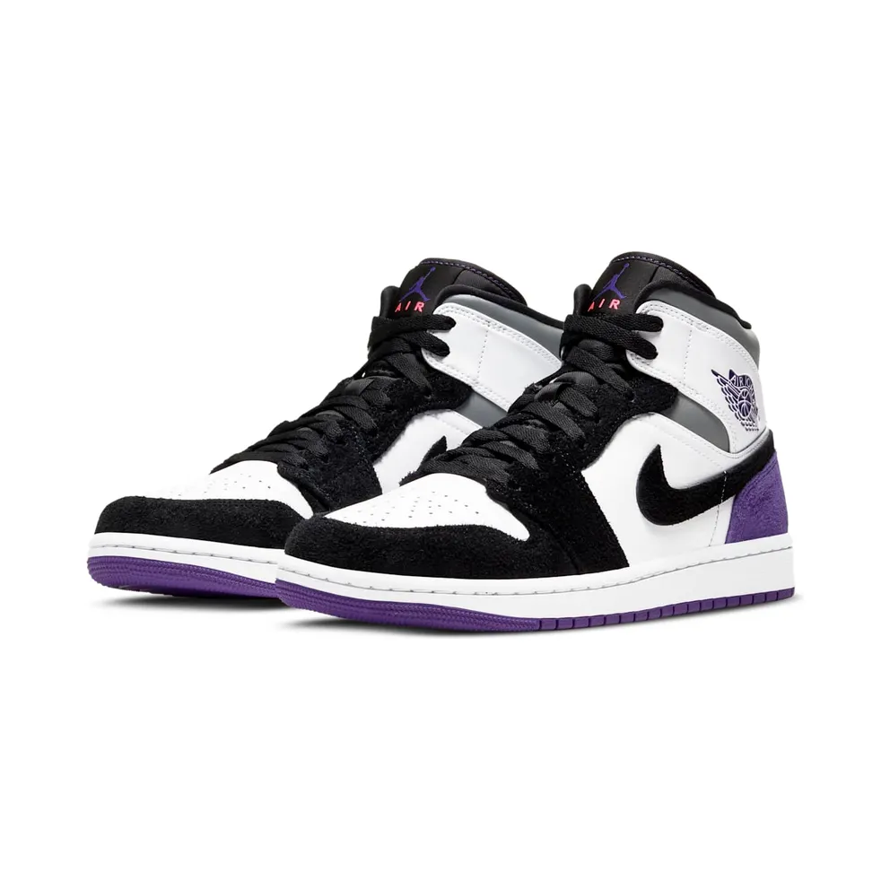 Jordan 1 Mid SE Purple White/Black-Light Solar Flare Heather-Varsity Purple (852542-105)