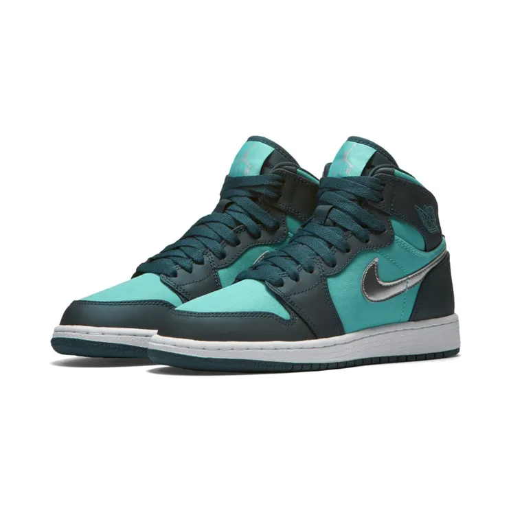 Air Jordan 1 Retro High’Hyper Jade’ GS Medium Green “Hyper Jade / Midnight Turquoise / White / Metallic Silver” (332148-318)