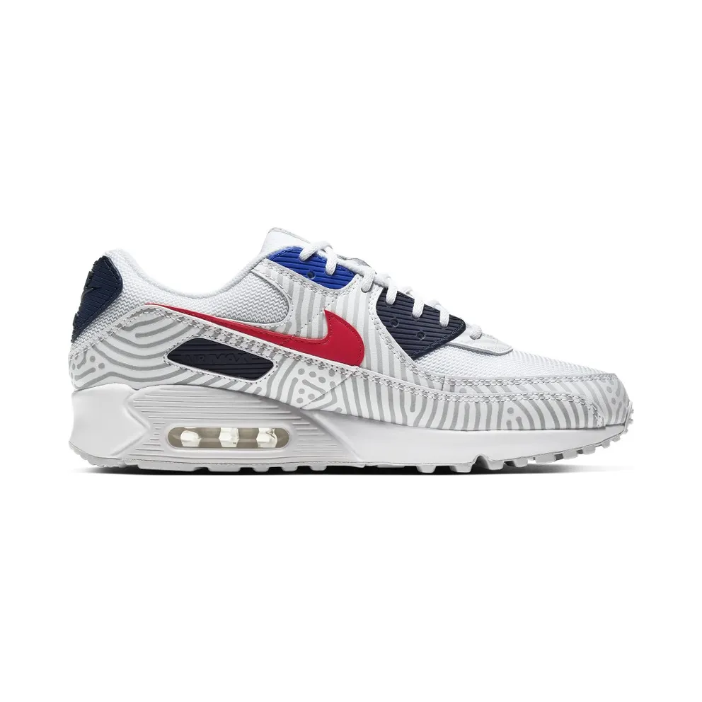Nike Air Max 90 Euro Tour (2020) White/Midnight Navy-Bright Blue-University Red (CW7574-100)