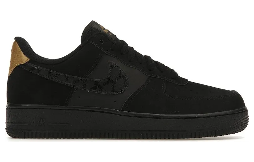 Nike Air Force 1 Low Nubuck Black Metallic Gold (2021) (DH2473-001)