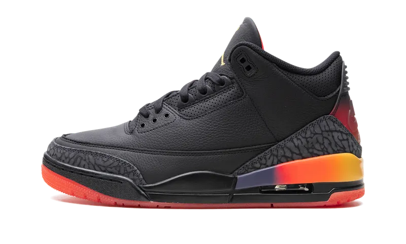 Jordan x J. Balvin Air Jordan 3 “Black/Solar Flare/Total Crimson/Abyss” (FN0344-001)