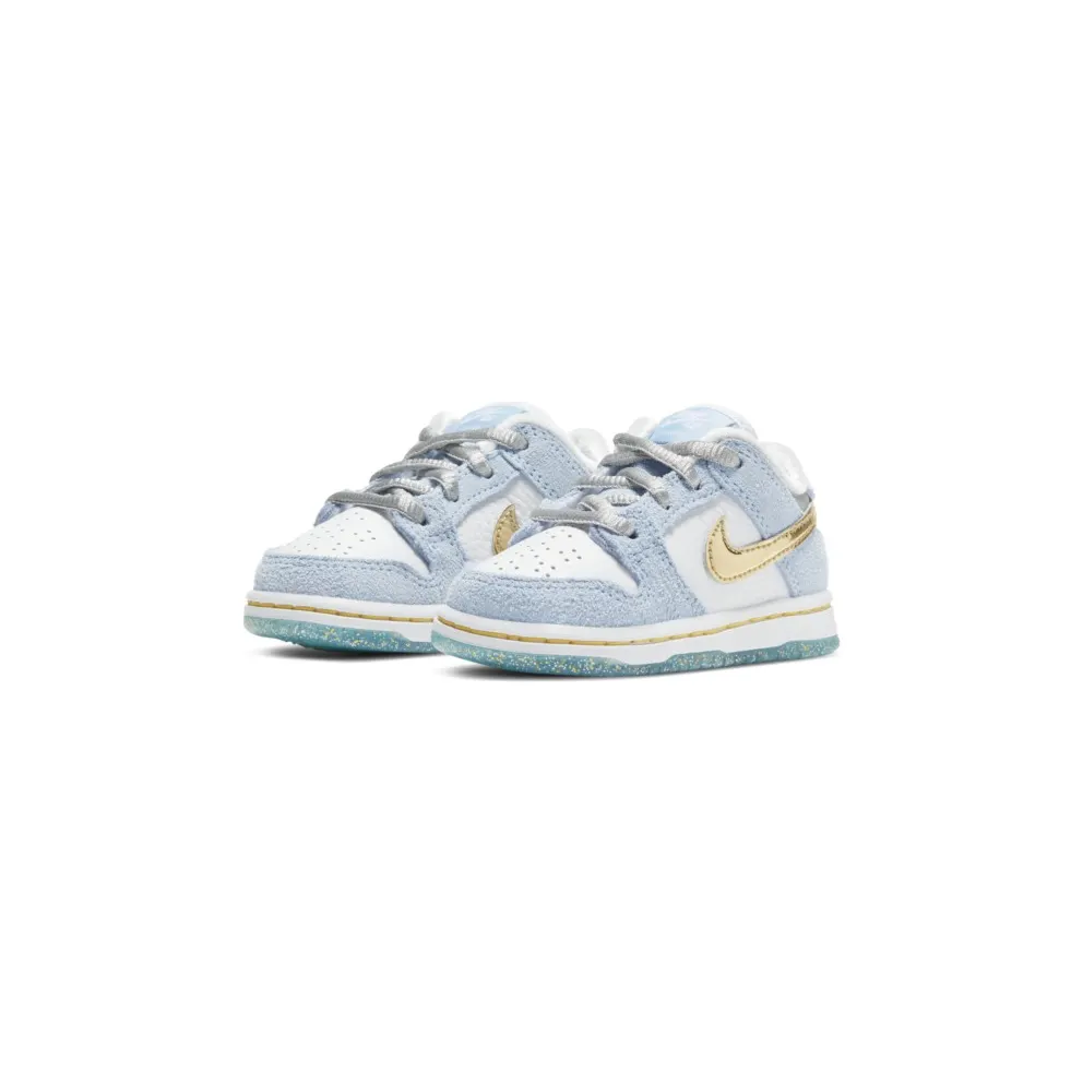 Nike SB Dunk Low Sean Cliver (TD) Ice Blue/White-Metallic Gold-Metallic Silver (DJ2520-400)