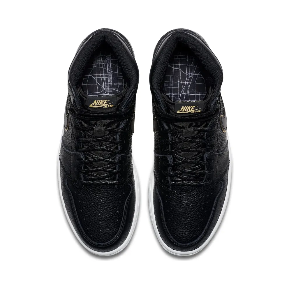 Air Jordan Nike AJ I 1 Retro High Black Gold ‘City of Flight’ (555088-031)