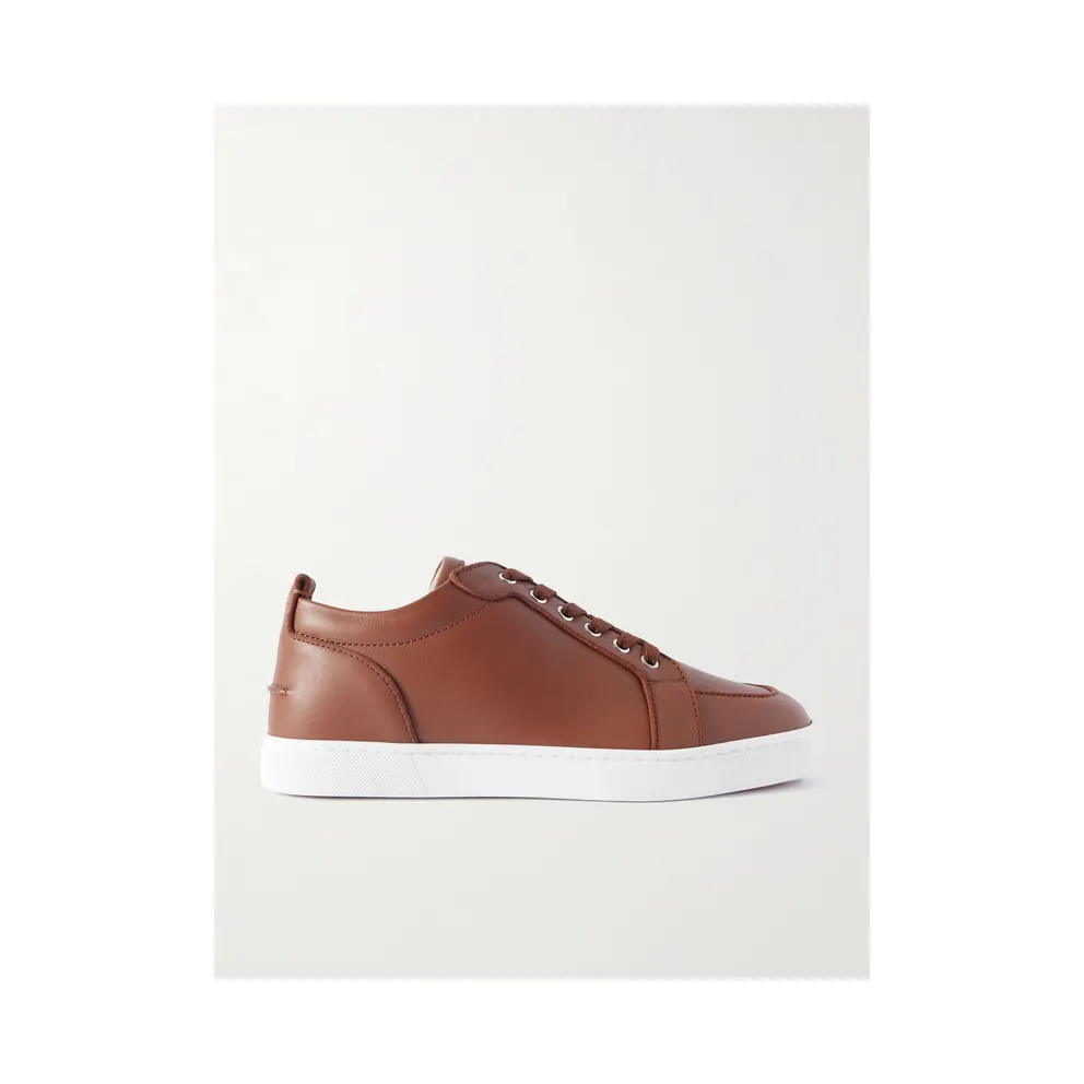 Christian Louboutin Rantulow Orlato Grosgrain-Trimmed Full-Grain Leather Sneakers Brown (3250663)