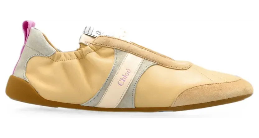Chloé Gestreepte sneakers met vlakken – Beige (CH26S15RVQ)