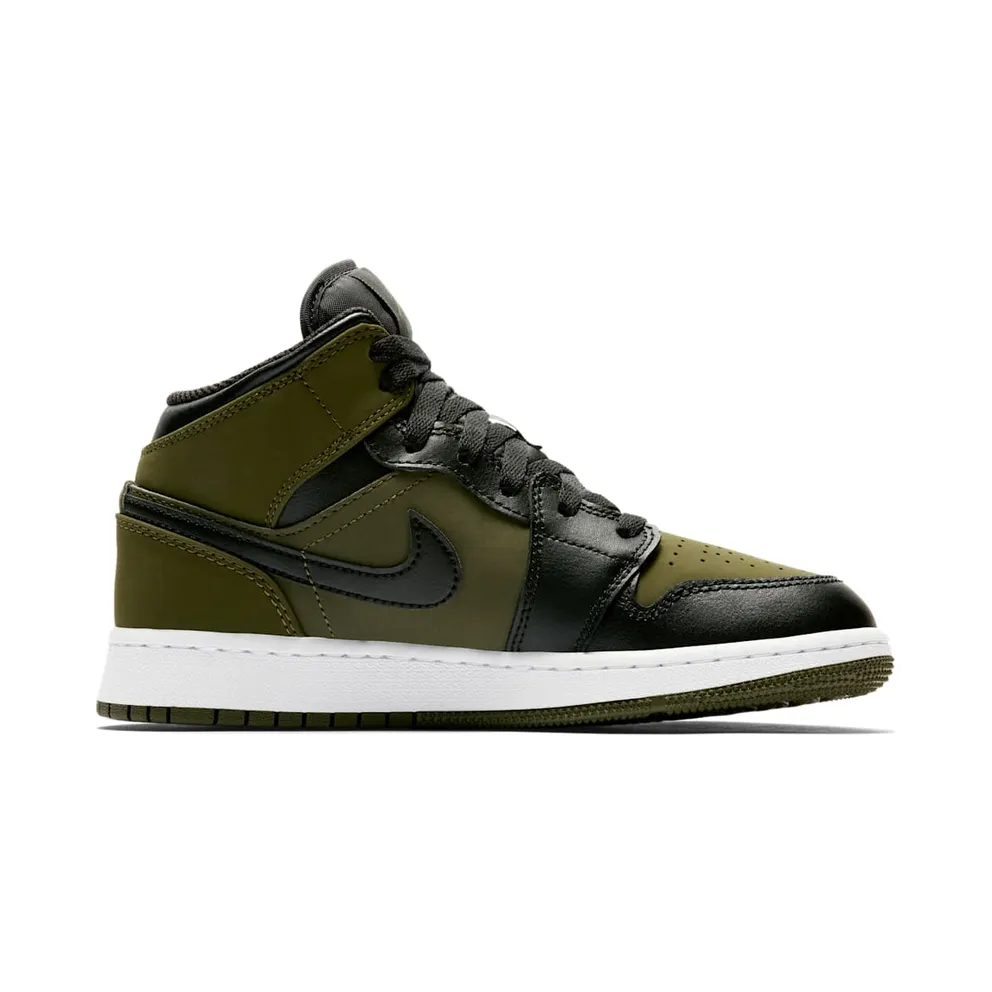 Jordan 1 Mid Olive Canvas Black (GS) Olive Canvas/Black-White (554725-301)