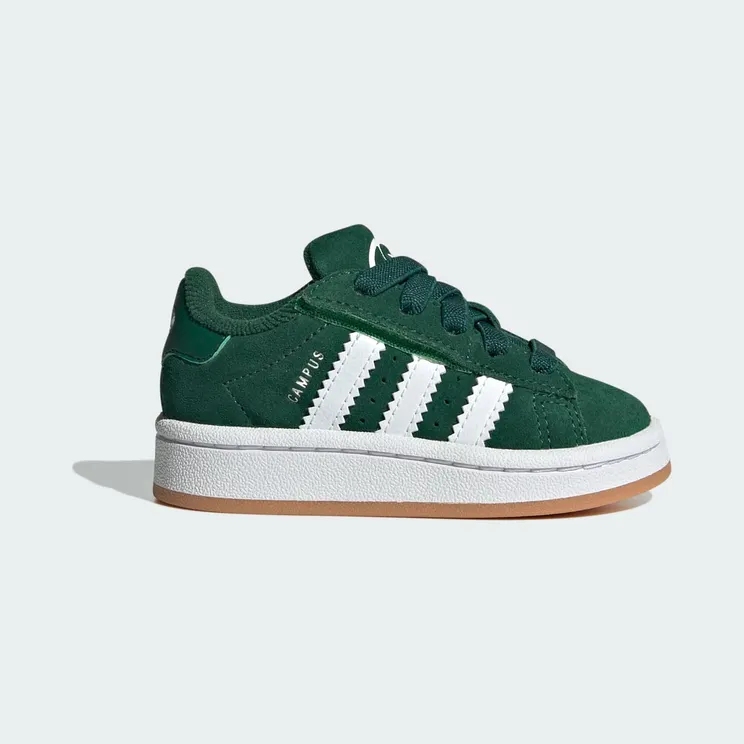 adidas Campus 00s Comfort Closure Elastic Lace Shoes Kids “Dark Green / Cloud White / Gum” (JI4333)