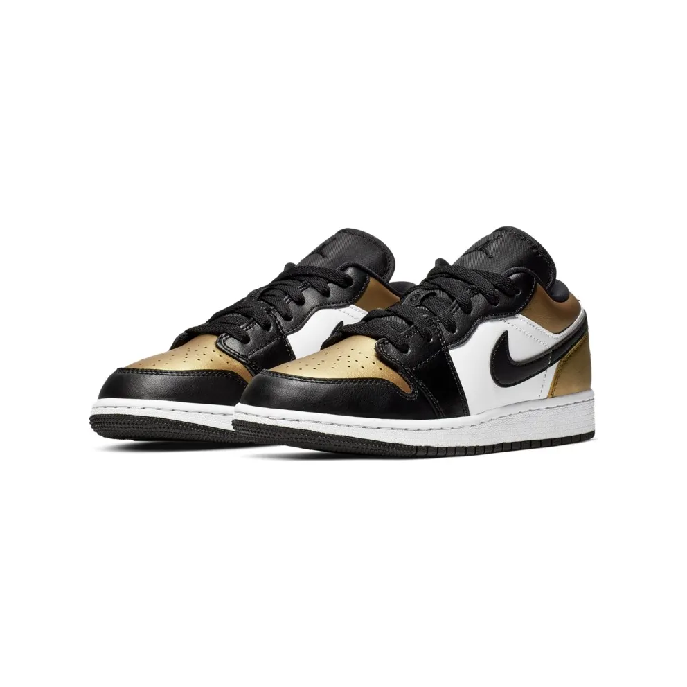Jordan 1 Low Gold Toe (GS) Metallic Gold/Black-White (CQ9487-700)