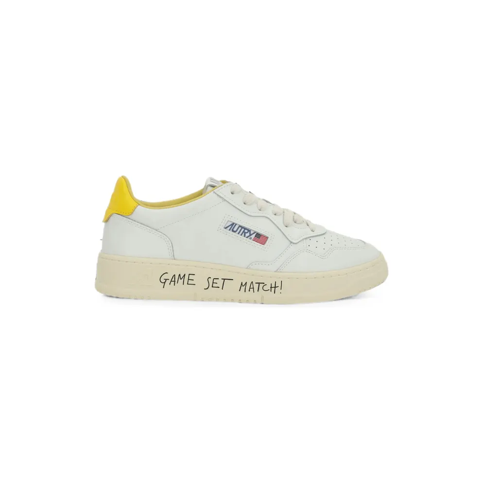 Autry Medalist Perforated Leather “White/Yellow” (AULM ML07)