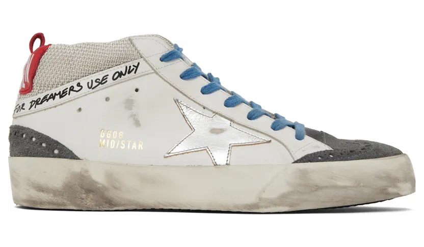 Golden Goose White & Gray Mid Star Double Quarter Sneakers (GMF00123.F002440.10870)