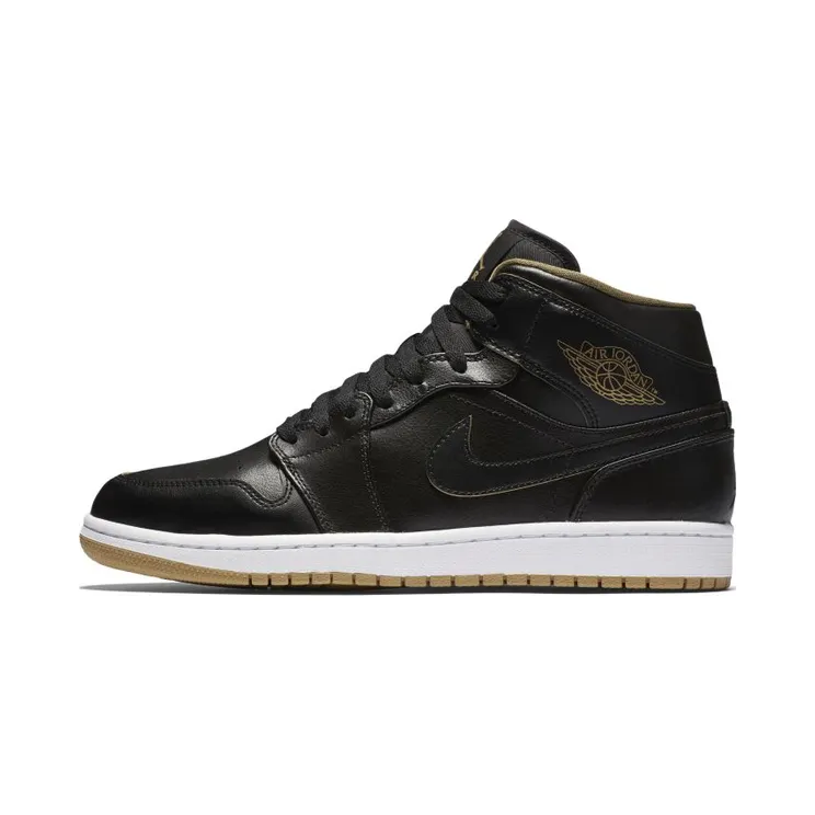 Air Jordan 1 Mid Black Metallic Gold (554724-042)
