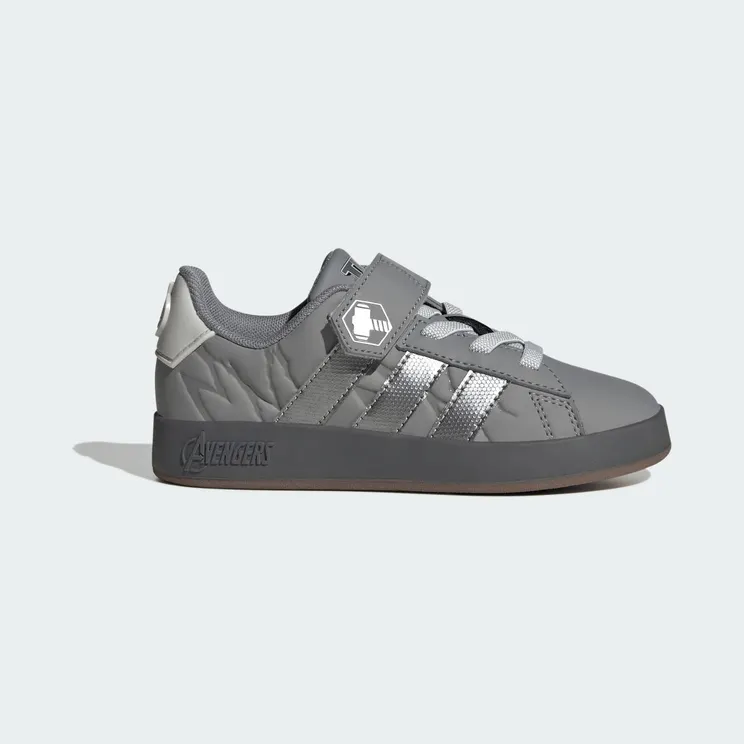 adidas Marvel Avengers Grand Court Shoes Kids “Grey Three / Silver Metallic / Grey One” (KI9183)