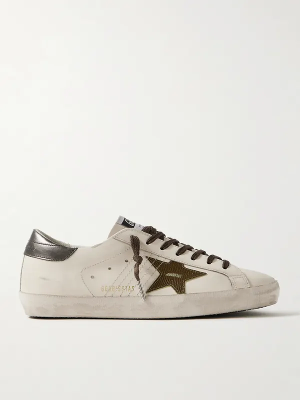 Golden Goose Super-Star Distressed Leather Sneakers White (GMF00101.F007516)
