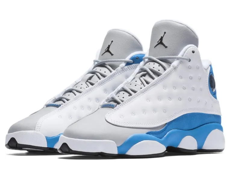 GIRLS Air Jordan 13 RETRO (GS) White/ITALY BLUE-WOLF GREY-Black (439358-107)