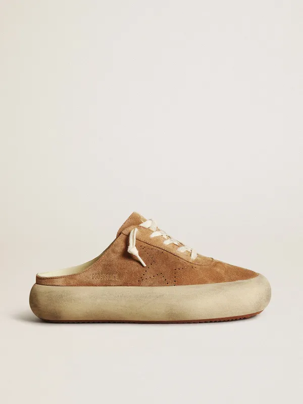 Golden Goose Space-Star Sabot In Tobacco-Colored Suede With Perforated Star (GWF00382.F003329.55353)