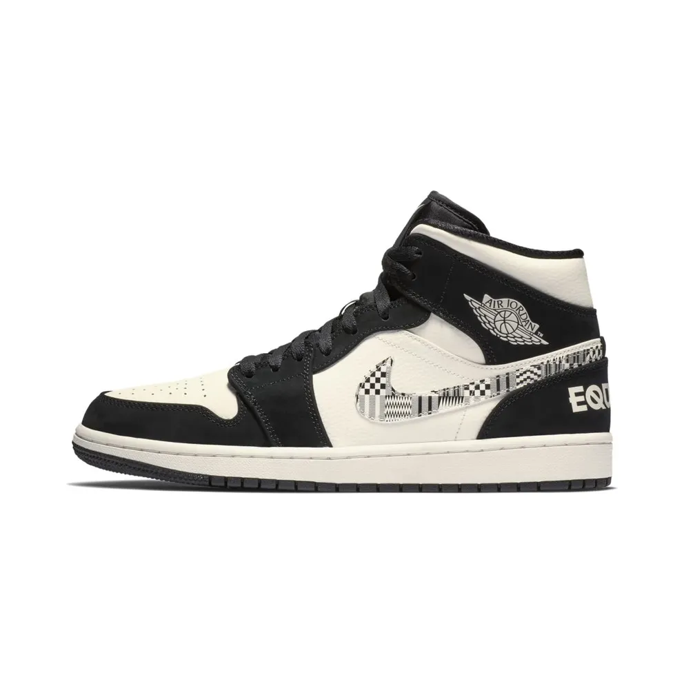 Jordan 1 Mid Equality (2019) Black/Black-Sail-Wolf Grey (852542-010)