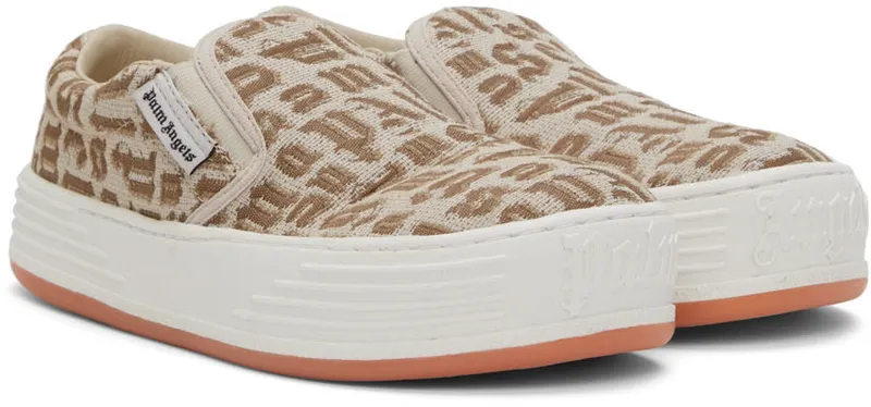 Palm Angels Beige Jacquard Logo Sneakers (PWIA040S22FAB0016160)
