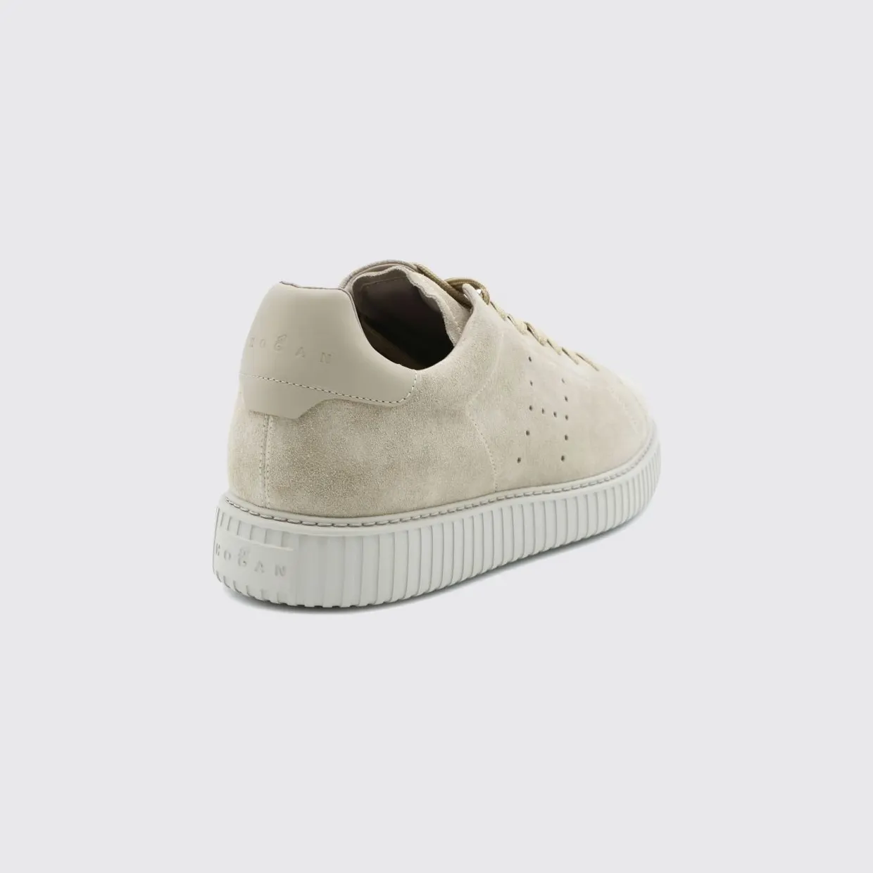 Hogan H-Stripes Suede Sneakers with Perforated H Logo Beige (HXM6770GF5FUHOC803) (2)
