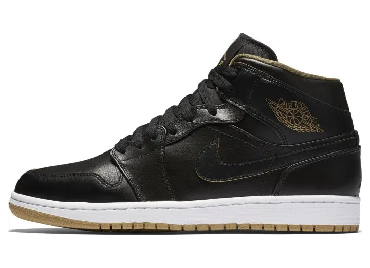 Air Jordan 1 Mid Black Metallic Gold (554724-042)