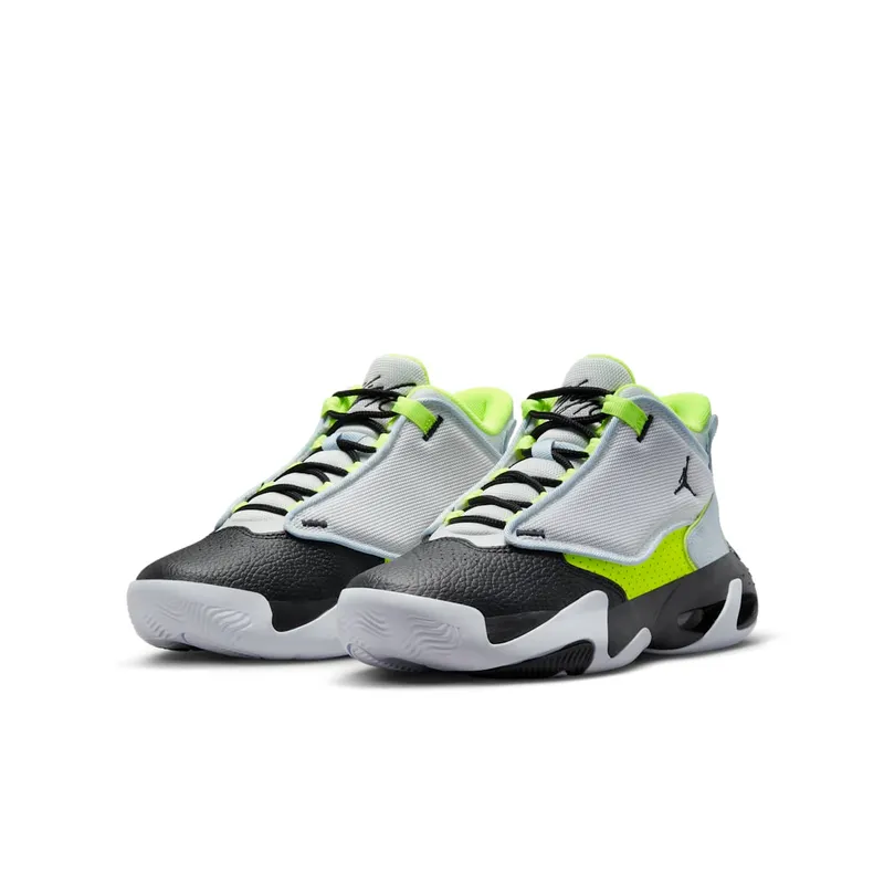 Jordan Max Aura 4 GS “Platinum Tint Volt Blue Tint Black” (DV3175-017)