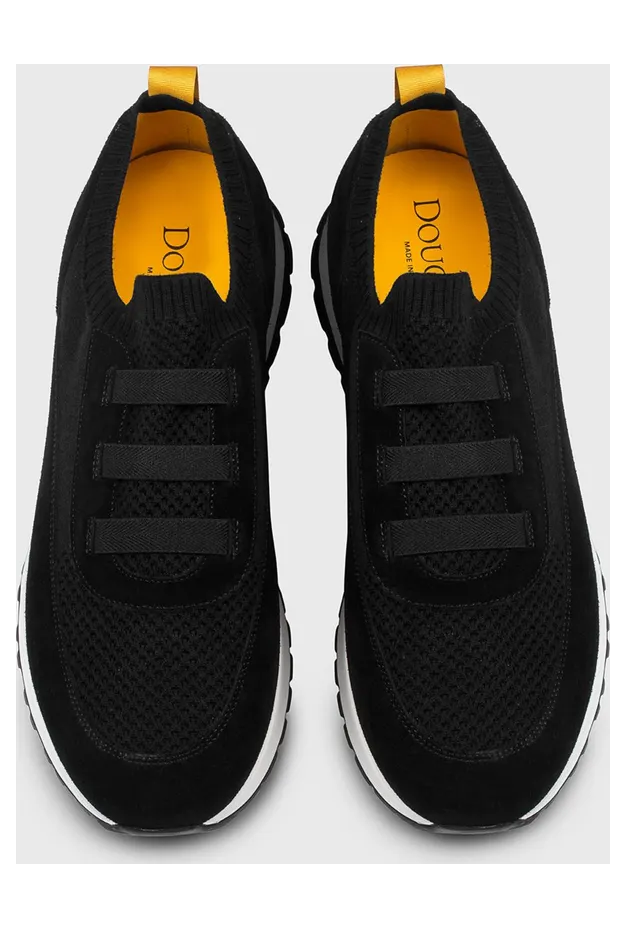 Doucal’s Crochet Technical Fabric and Suede Sneakers Black (DU3318SYDNPZ846NN00) (2)