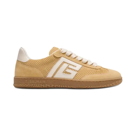 Balmain Swan sneakers met geperforeerd detail – Beige (GN1VI735LACS)