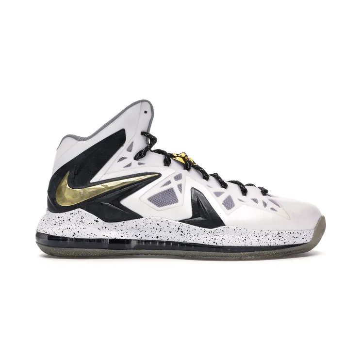 Nike LeBron 10 P.S. Elite+ White Gold Black White/Metallic Gold-Black (579834-100)