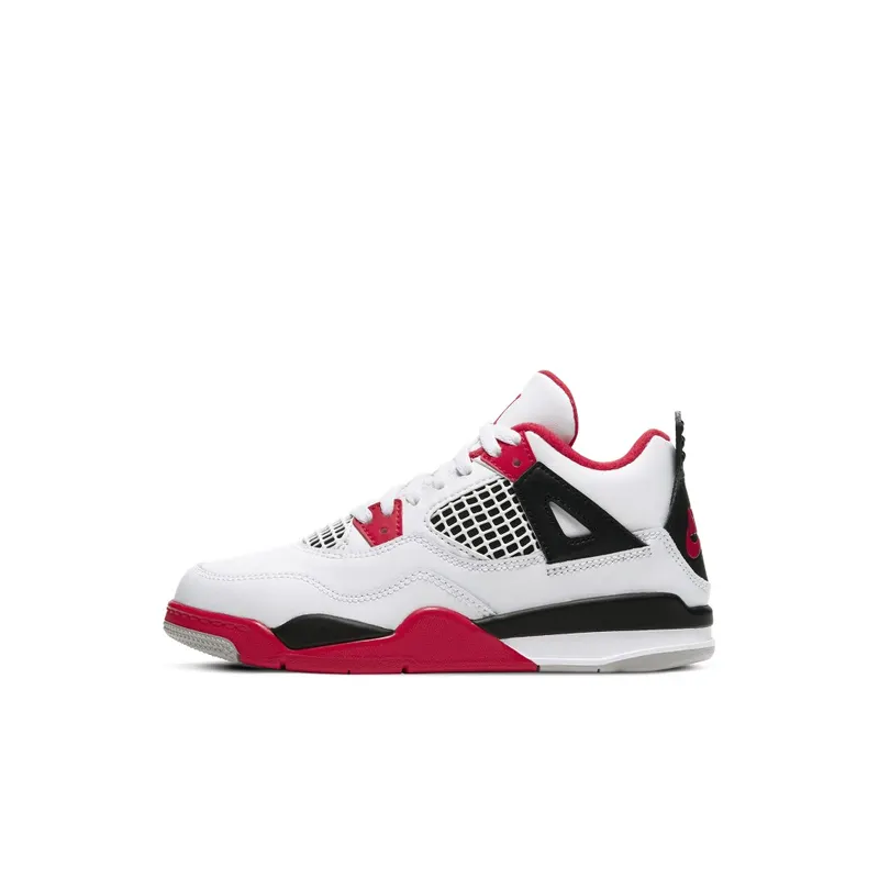Jordan 4 Retro Fire Red 2020 (PS) White/Black-Tech Grey-Fire Red (BQ7669-160)