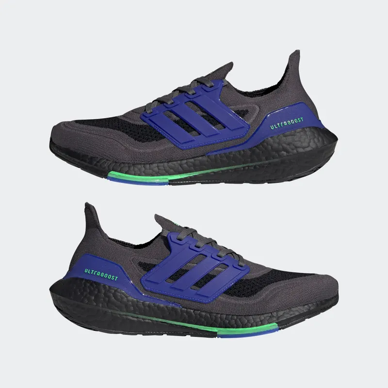 adidas Ultraboost 21 Grey Five / Core Black / Screaming Green (S23871)