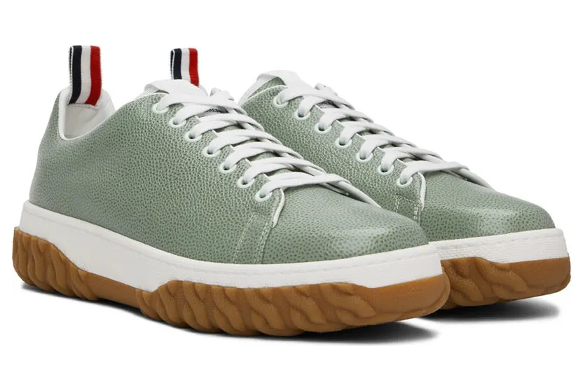 Thom Browne Green Cable Knit Court Low-Top Sneakers (MFD231B-06257) (4)