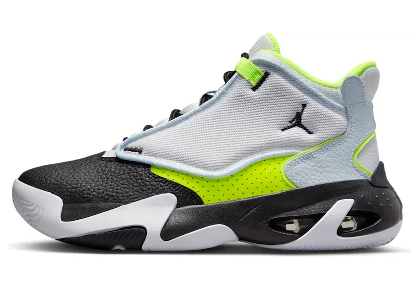 Jordan Max Aura 4 GS “Platinum Tint Volt Blue Tint Black” (DV3175-017)