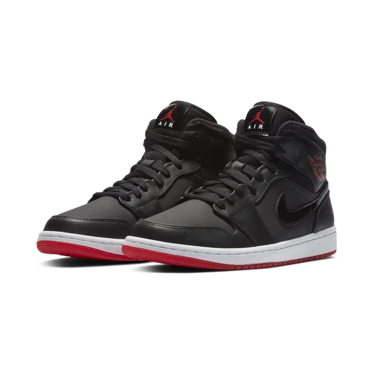 Jordan 1 Mid “Black / White / University Red” (BQ6578-001)