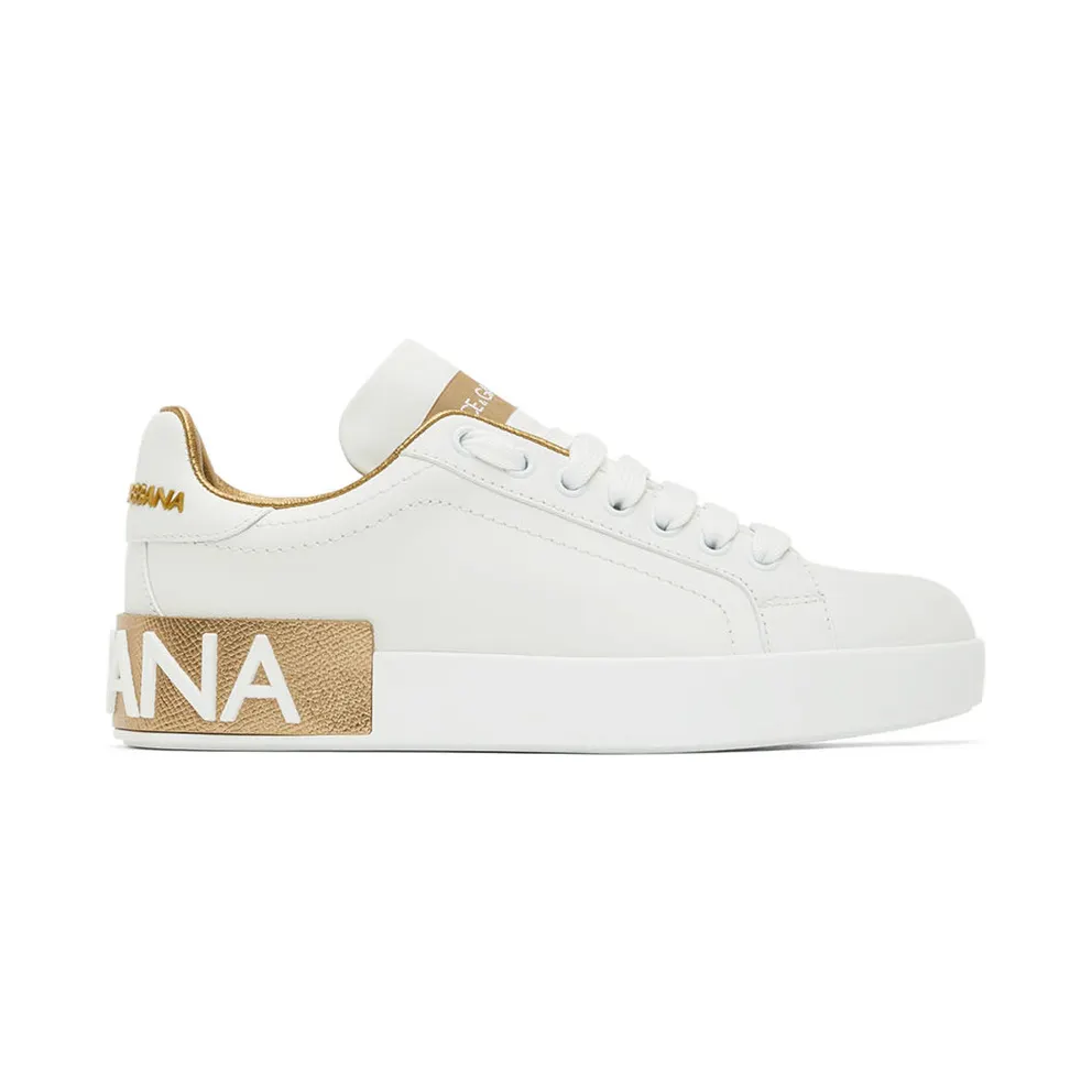 Dolce and Gabbana White and Pink Portofino Sneakers (CK1544 AX615)