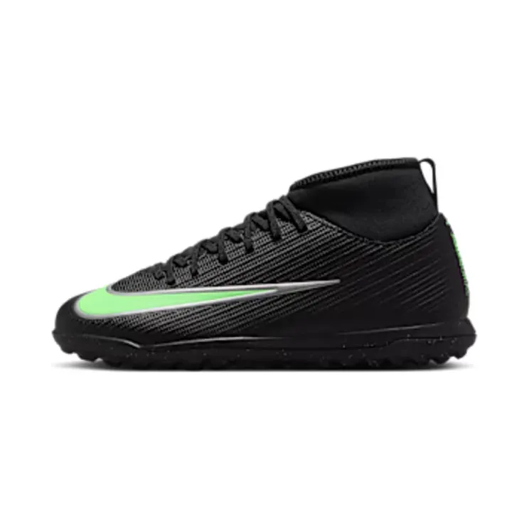 Nike Jr. Mercurial Superfly 11 Club ‘ Multi-Ground High-Top “Black/Black/Illusion Green” (IO1554-001)